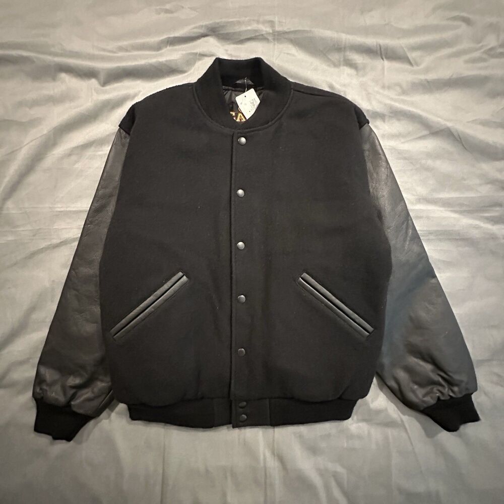 Vintage Game Sportswear Jacket Mens Small Varsity Letterman Wool Leather 90s